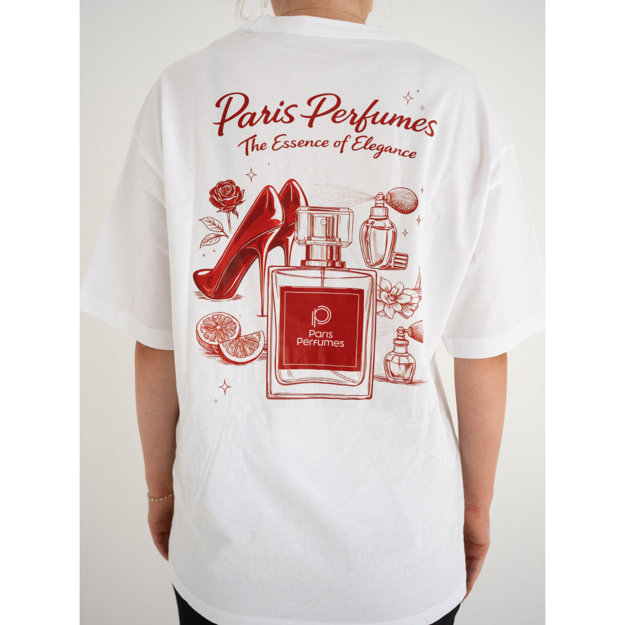 Tricou oversize Paris Perfumes - alb
